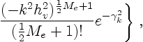 $\displaystyle \qquad \qquad \qquad \qquad \qquad \qquad \qquad \qquad \qquad
\frac{(- k^2 h_v^2)^{\frac12 M_e+1}}{(\frac12 M_e+1)!} e^{-\gamma^2_k}
\Bigg\}\ ,$