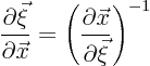\begin{displaymath}
\frac{\partial \vec \xi}{\partial \vec x} =
\left( \frac{\partial \vec x}{\partial \vec \xi} \right)^{-1}
\end{displaymath}