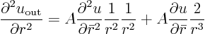 \begin{displaymath}
\frac{\partial^2 u_{\rm out}}{\partial r^2} =
A \frac{\p...
...}{r^2}
+ A \frac{\partial u}{\partial \bar r} \frac{2}{r^3}
\end{displaymath}