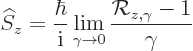 \begin{displaymath}
{\widehat S}_z = \frac{\hbar}{{\rm i}} \lim_{\gamma\to 0}\frac{{\cal R}_{z,\gamma}-1}{\gamma}
\end{displaymath}