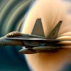 ai generated image of fighter jet in supersonic boom